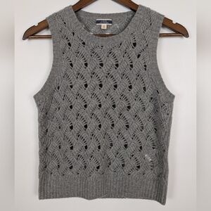 J.Crew Grey 100% Cashmere Pointelle Shell Sweater Vest XS Academia Preppy